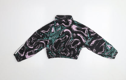 Close-up detail of Adidas girls’ multicoloured 7-8 years pullover graphic half zip sweatshirt