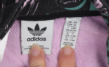Brand and care label for Adidas girls’ multicoloured 7-8 years pullover graphic half zip sweatshirt