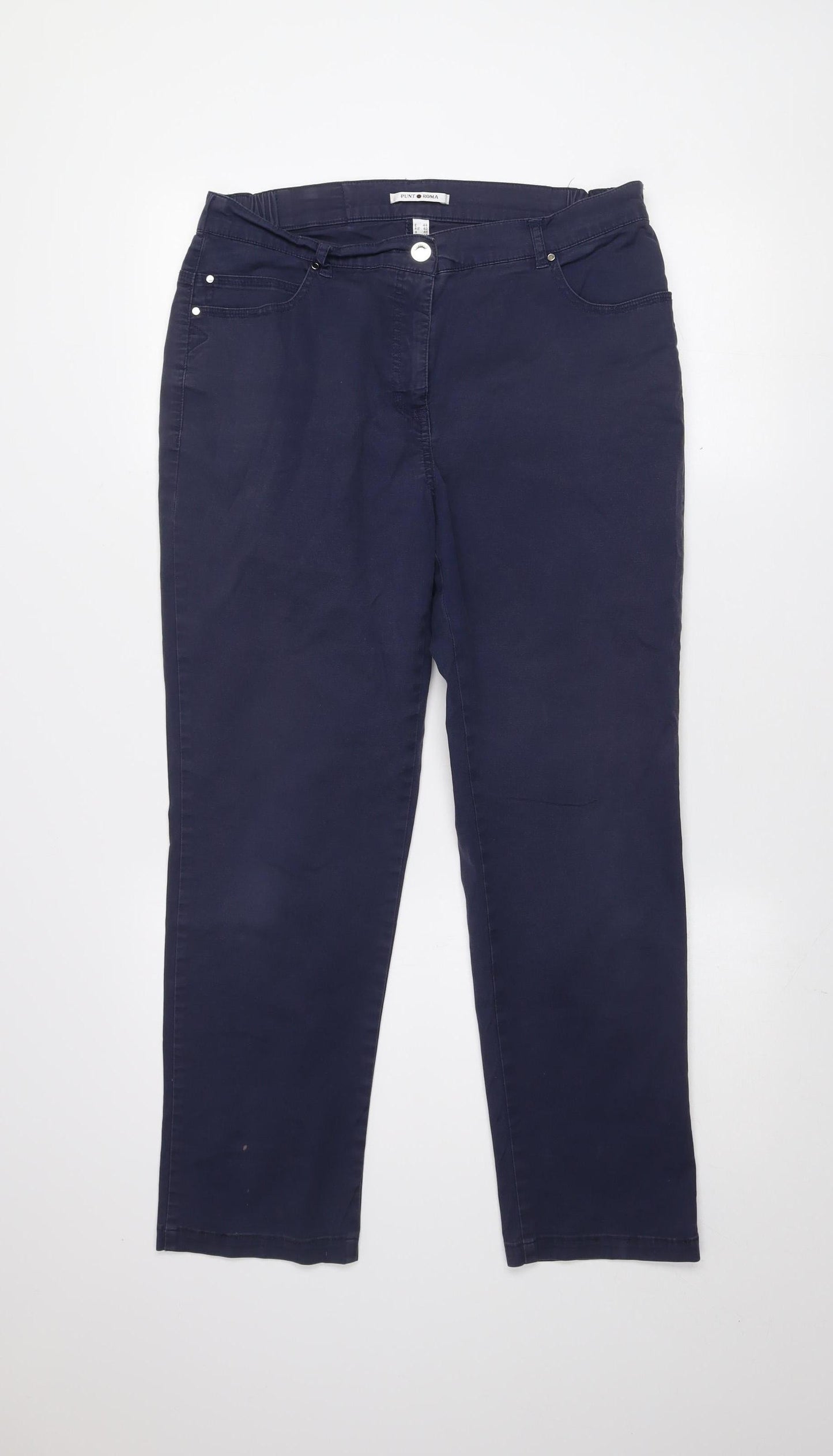 Punt Roma Women's Blue Chino Trousers Size 14 Straight Leg