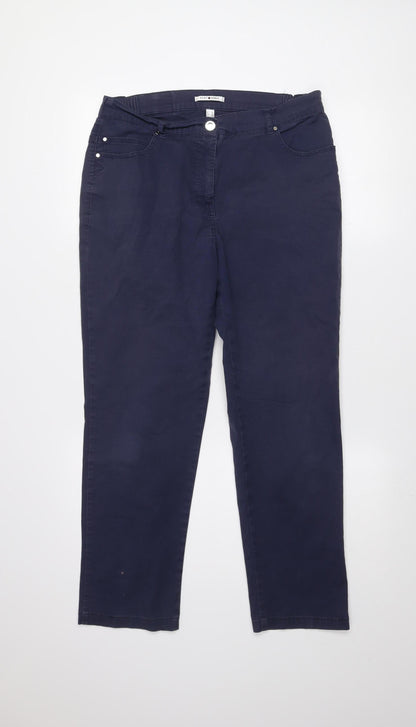 Punt Roma Women's Blue Chino Trousers Size 14 Straight Leg