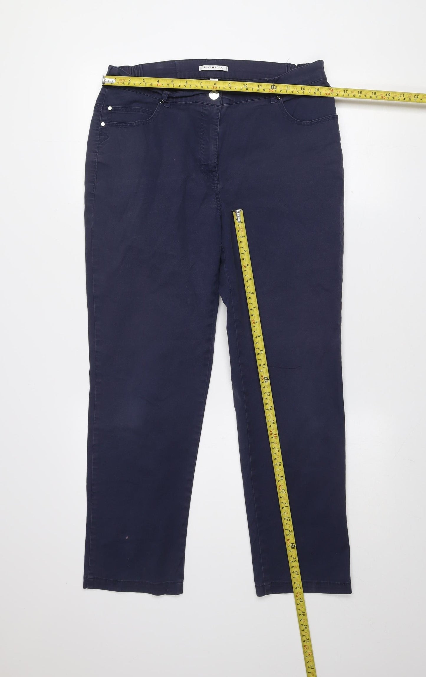 Punt Roma Women's Blue Chino Trousers Size 14 Straight Leg