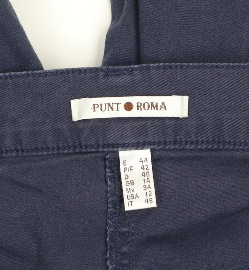 Punt Roma Women's Blue Chino Trousers Size 14 Straight Leg