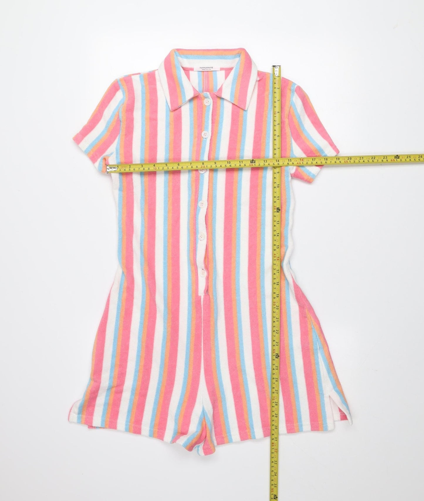 Peppermayo Women’s Multicoloured Striped Cotton Collared Short Sleeve Playsuit Size 10