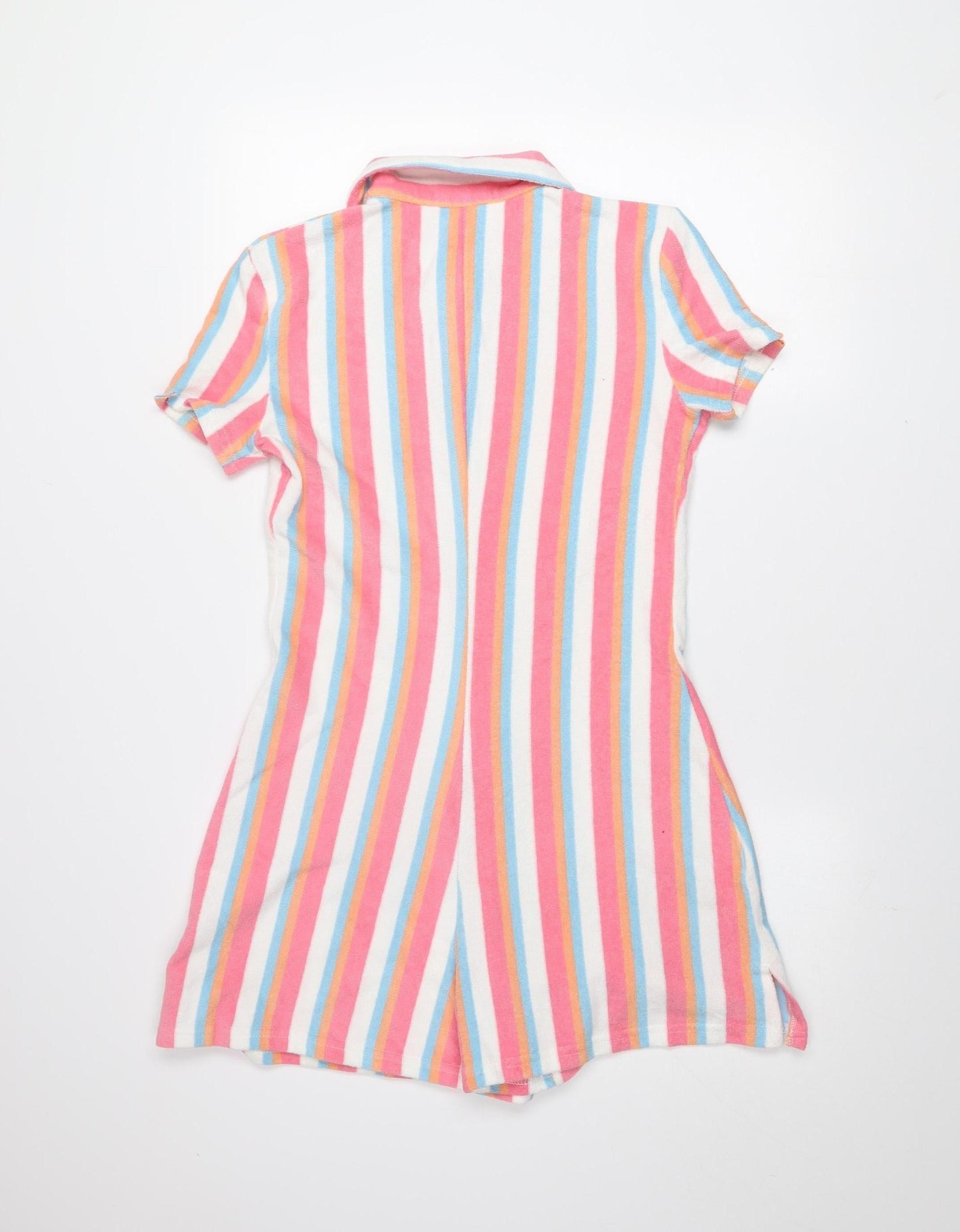 Peppermayo Women’s Multicoloured Striped Cotton Collared Short Sleeve Playsuit Size 10