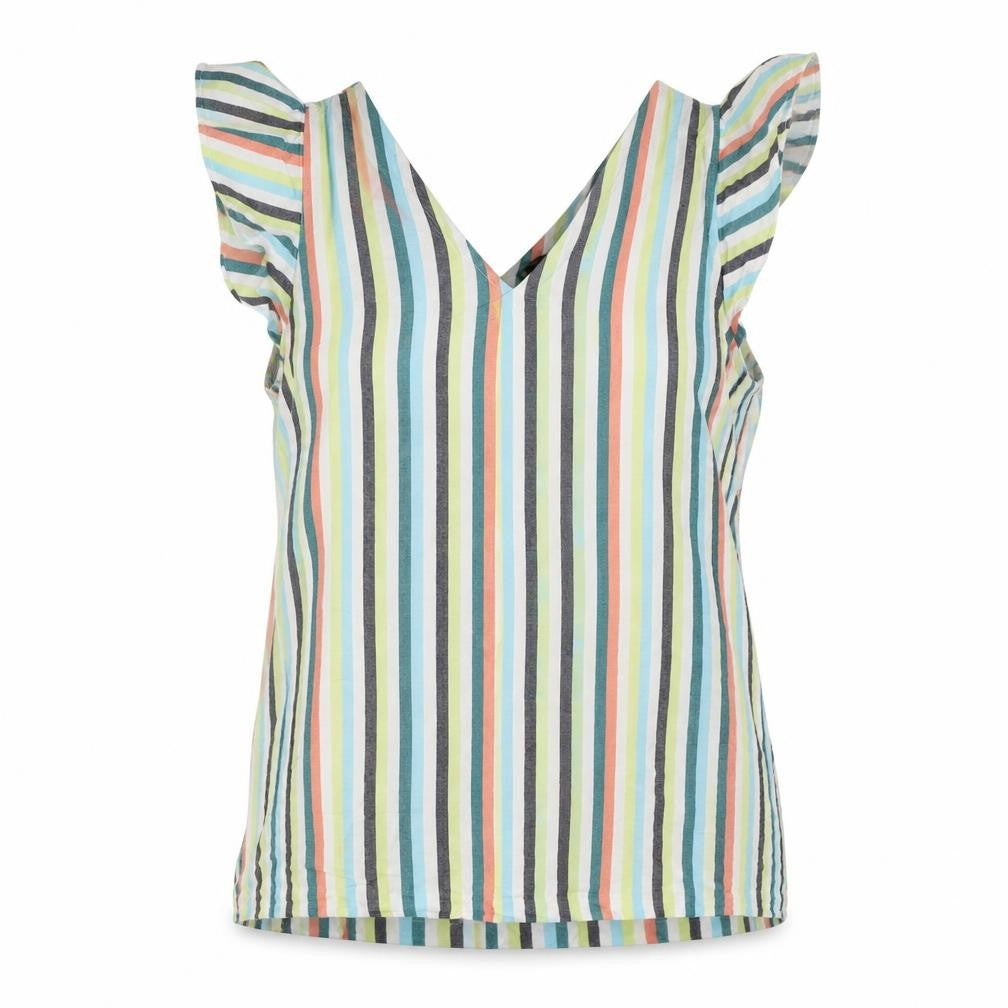 Ann Taylor Factory Women's Multicoloured Striped Linen Sleeveless Blouse XL