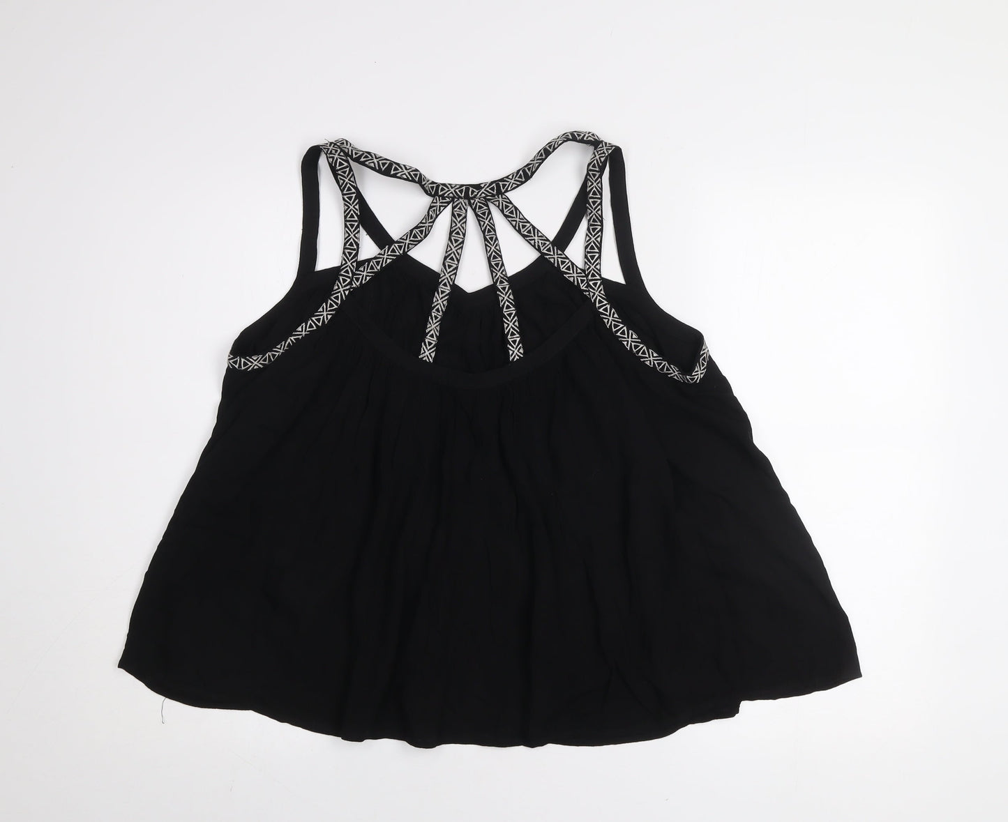 New Look Womens Black Size 14 Viscose Strappy Bohemian Camisole Top