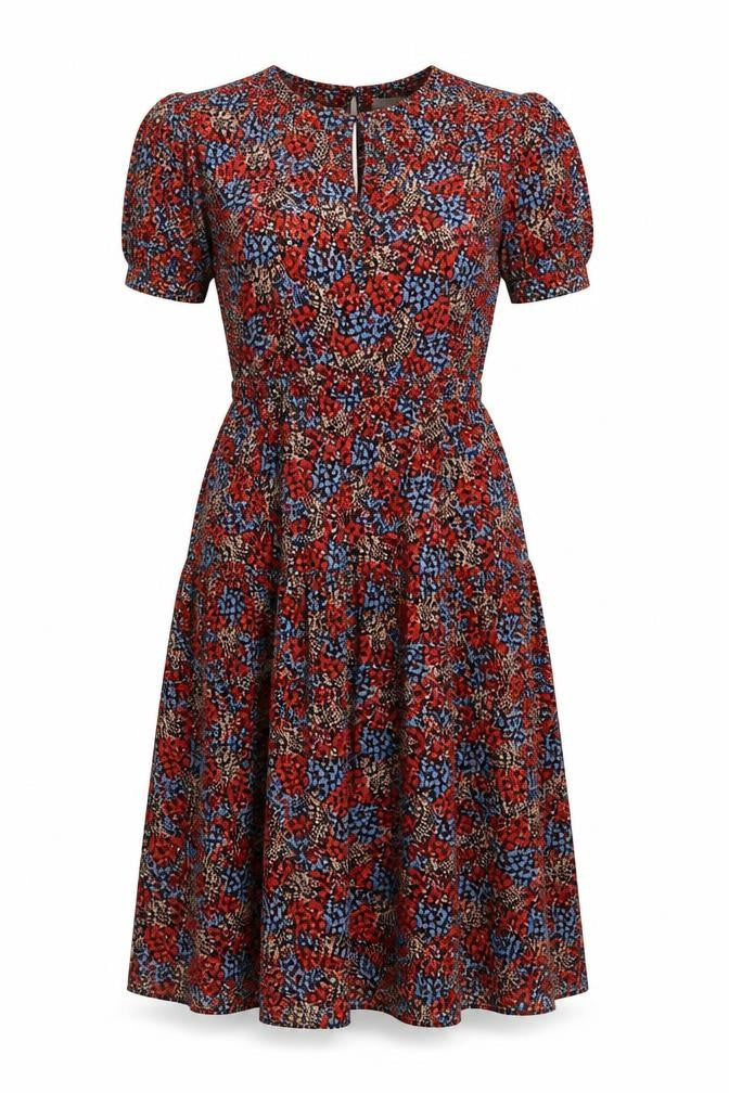 Topshop Women's Multicoloured Floral Midi Dress Size 6 Fit & Flare