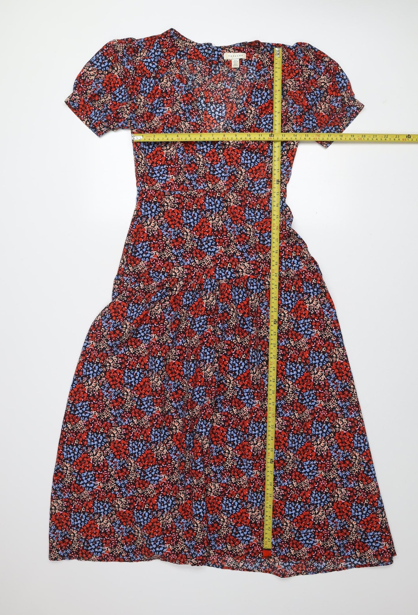 Topshop Women's Multicoloured Floral Midi Dress Size 6 Fit & Flare