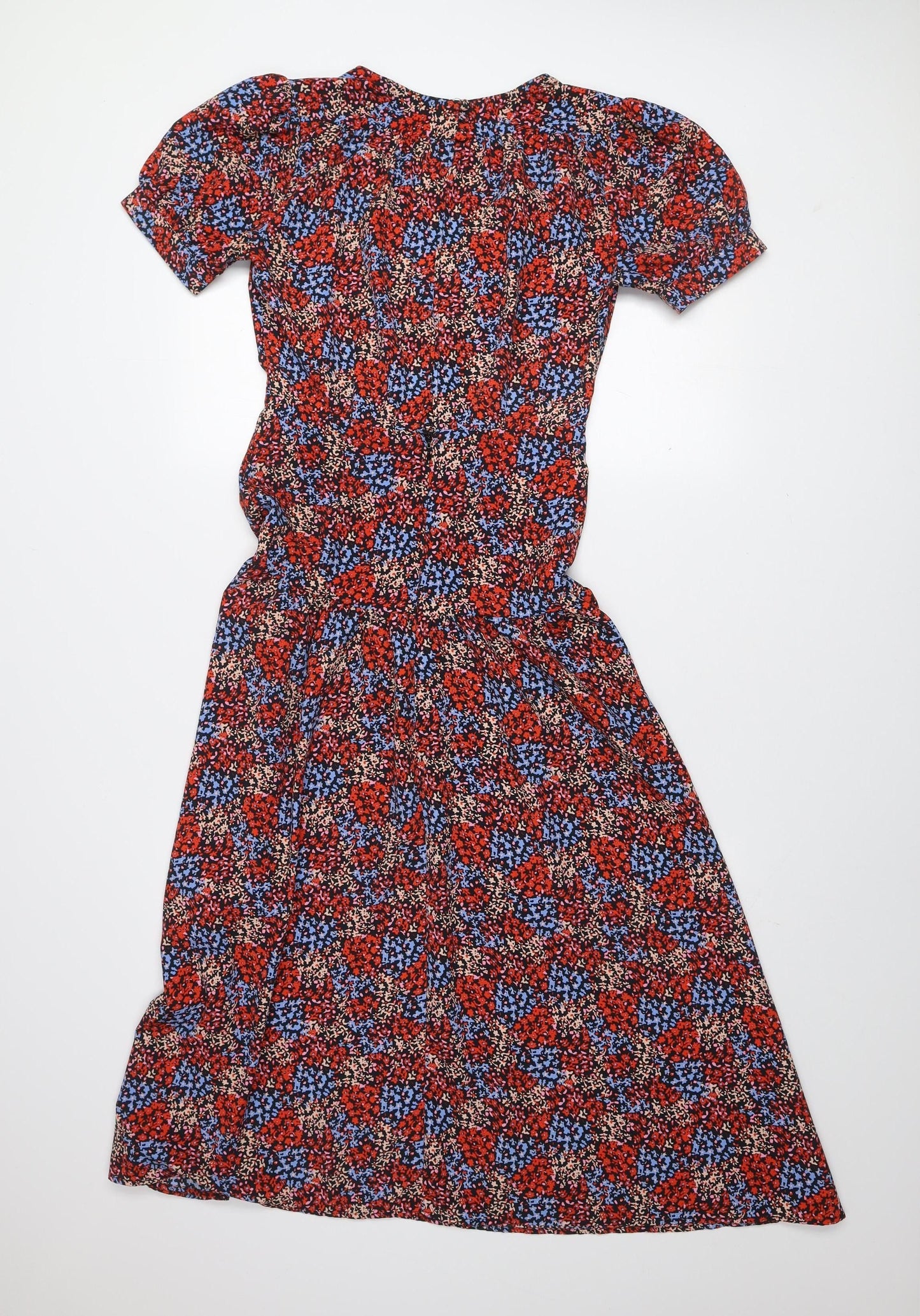 Topshop Women's Multicoloured Floral Midi Dress Size 6 Fit & Flare
