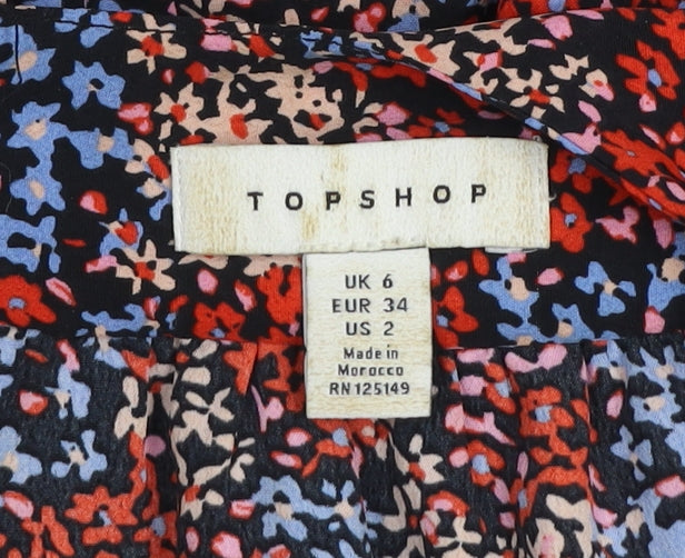 Topshop Women's Multicoloured Floral Midi Dress Size 6 Fit & Flare