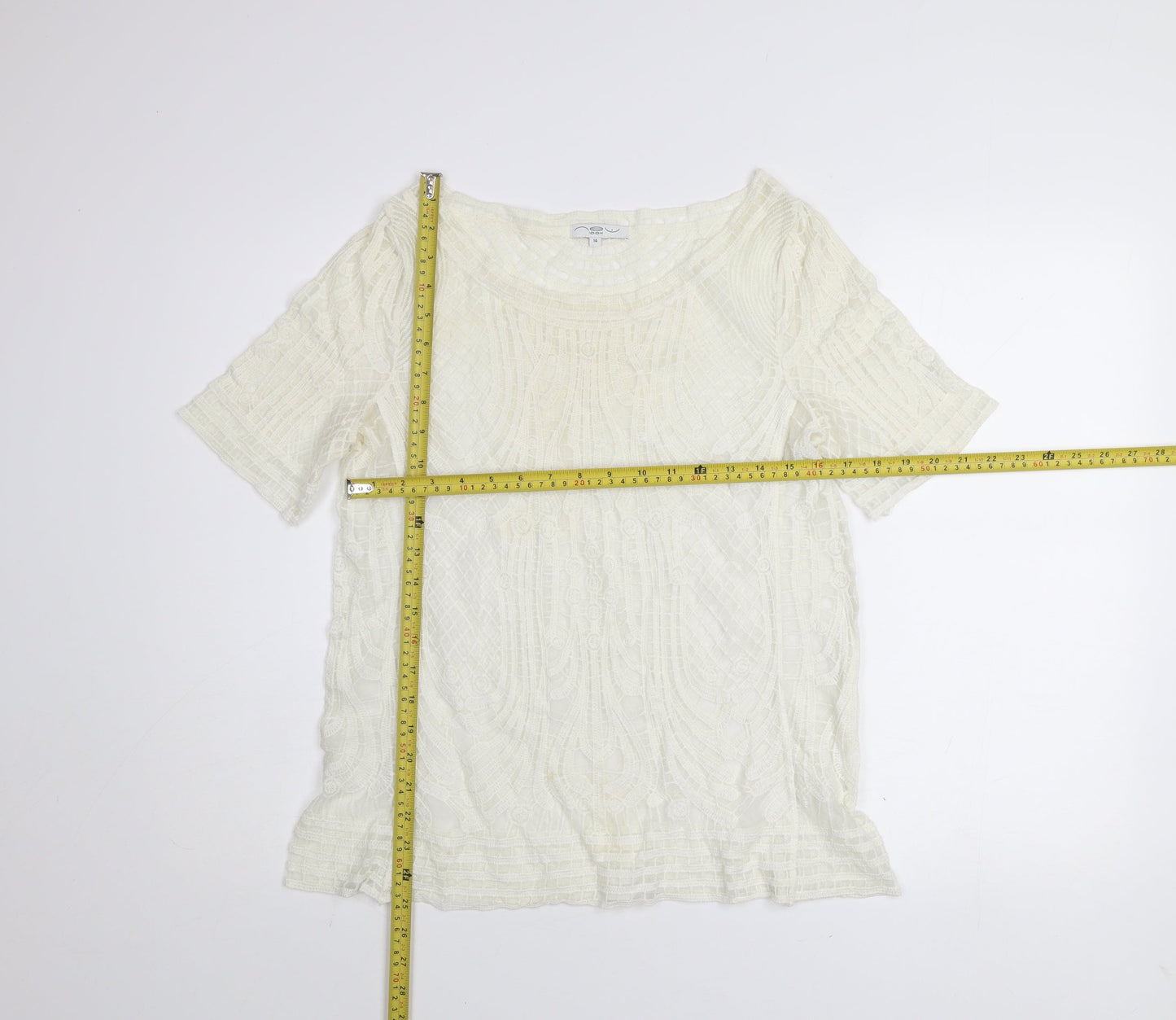 New Look Women’s Ivory Lace Tunic Blouse Size 14
