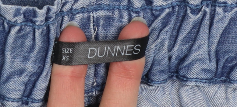 Dunnes Women Blue XS Paperbag Denim Shorts 100% Lyocell