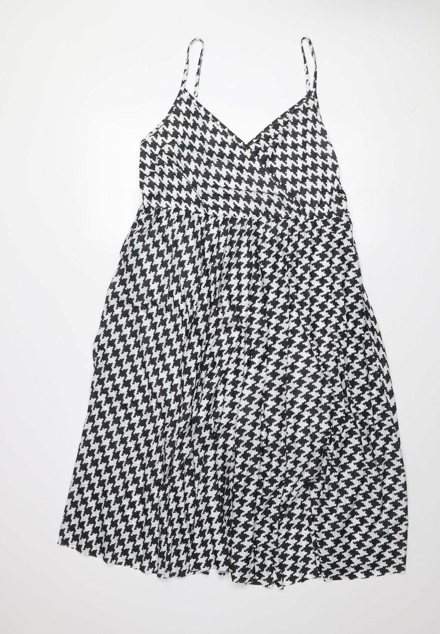 River Island Women’s Black Houndstooth Slip Dress Size 18