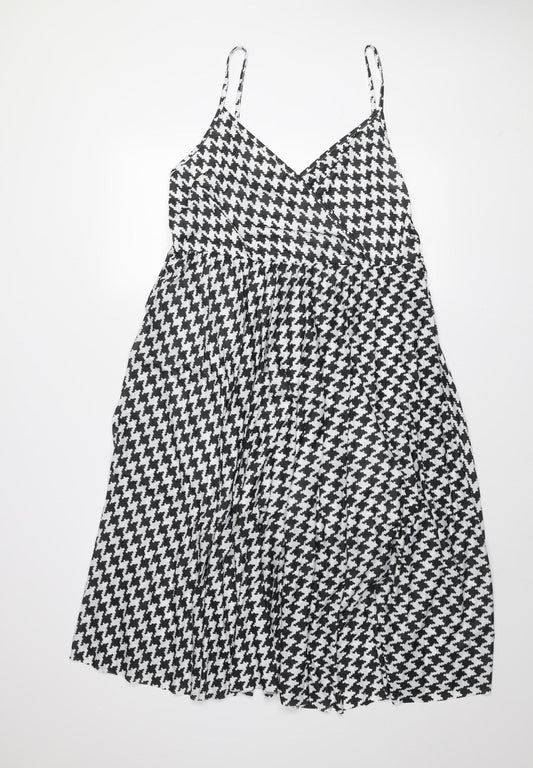 River Island Women’s Black Houndstooth Slip Dress Size 18