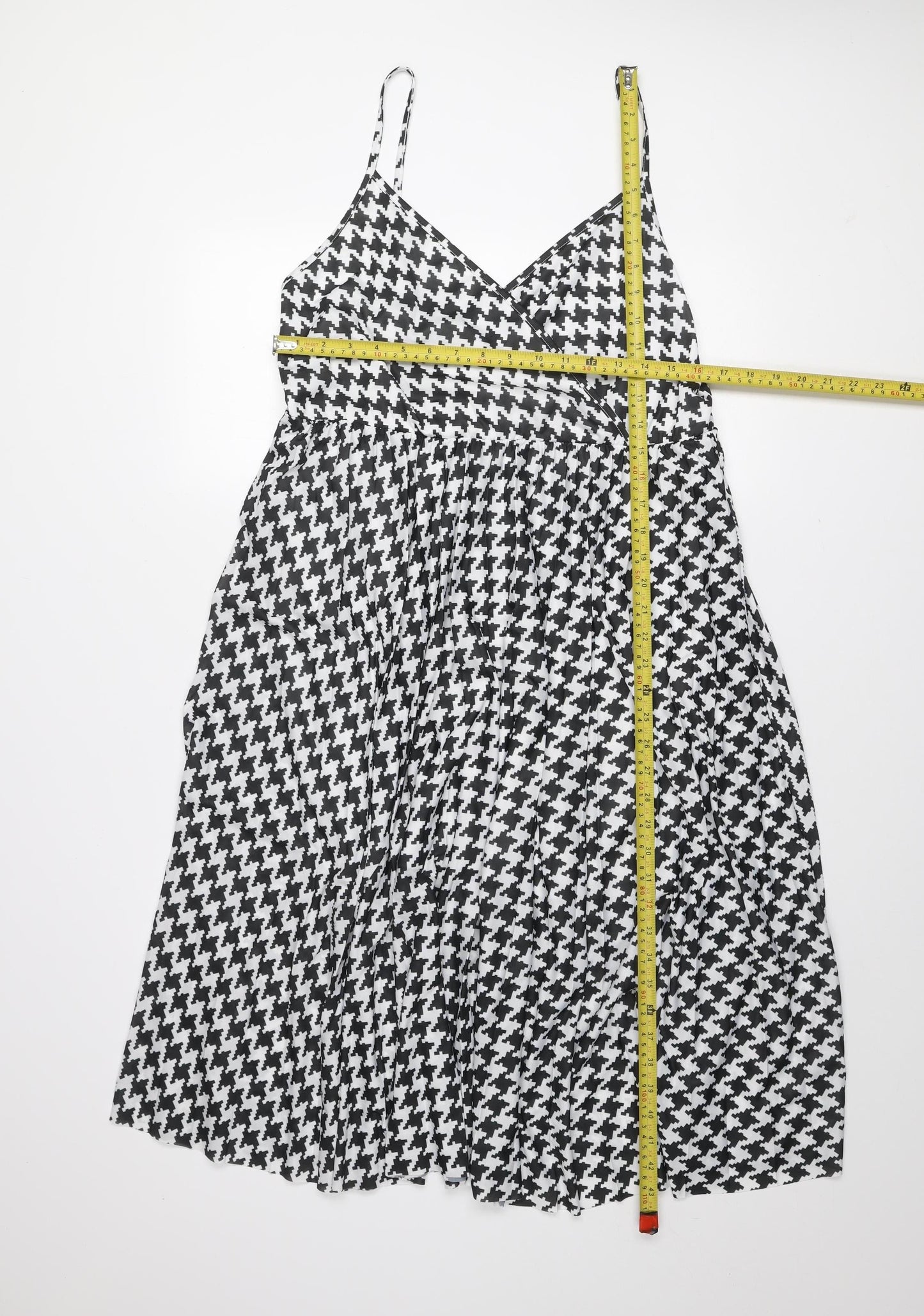River Island Women’s Black Houndstooth Slip Dress Size 18
