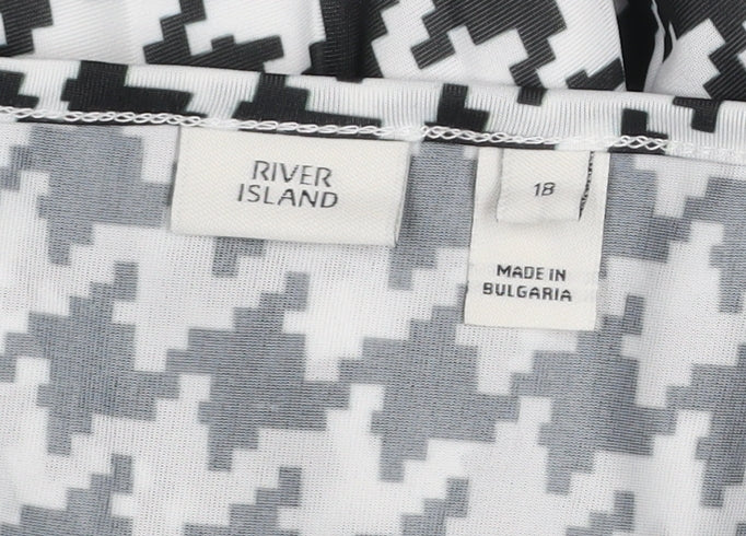 River Island Women’s Black Houndstooth Slip Dress Size 18