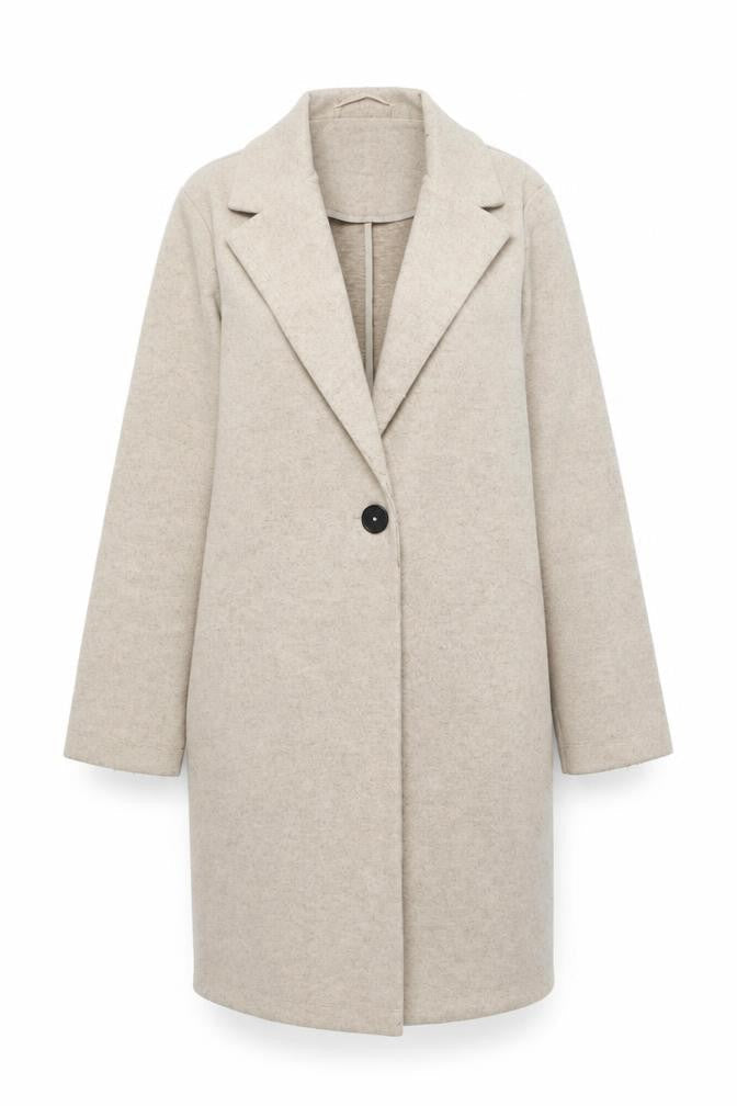 Dunnes Women’s Beige XS Mid-Length Overcoat Button Classic Style
