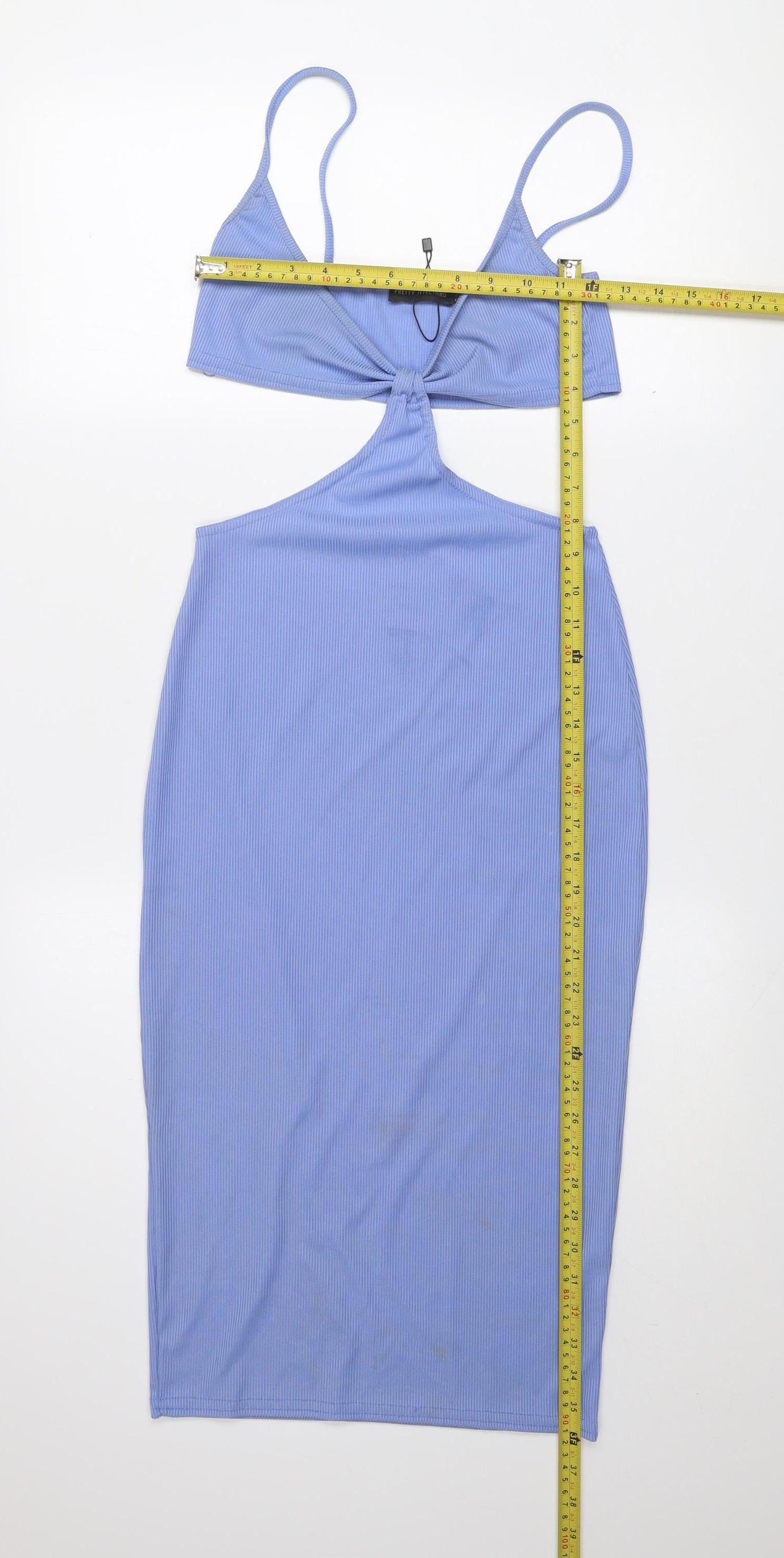 PrettyLittleThing Women's Blue Size 8 Halter Cut Out Bodycon Midi Dress