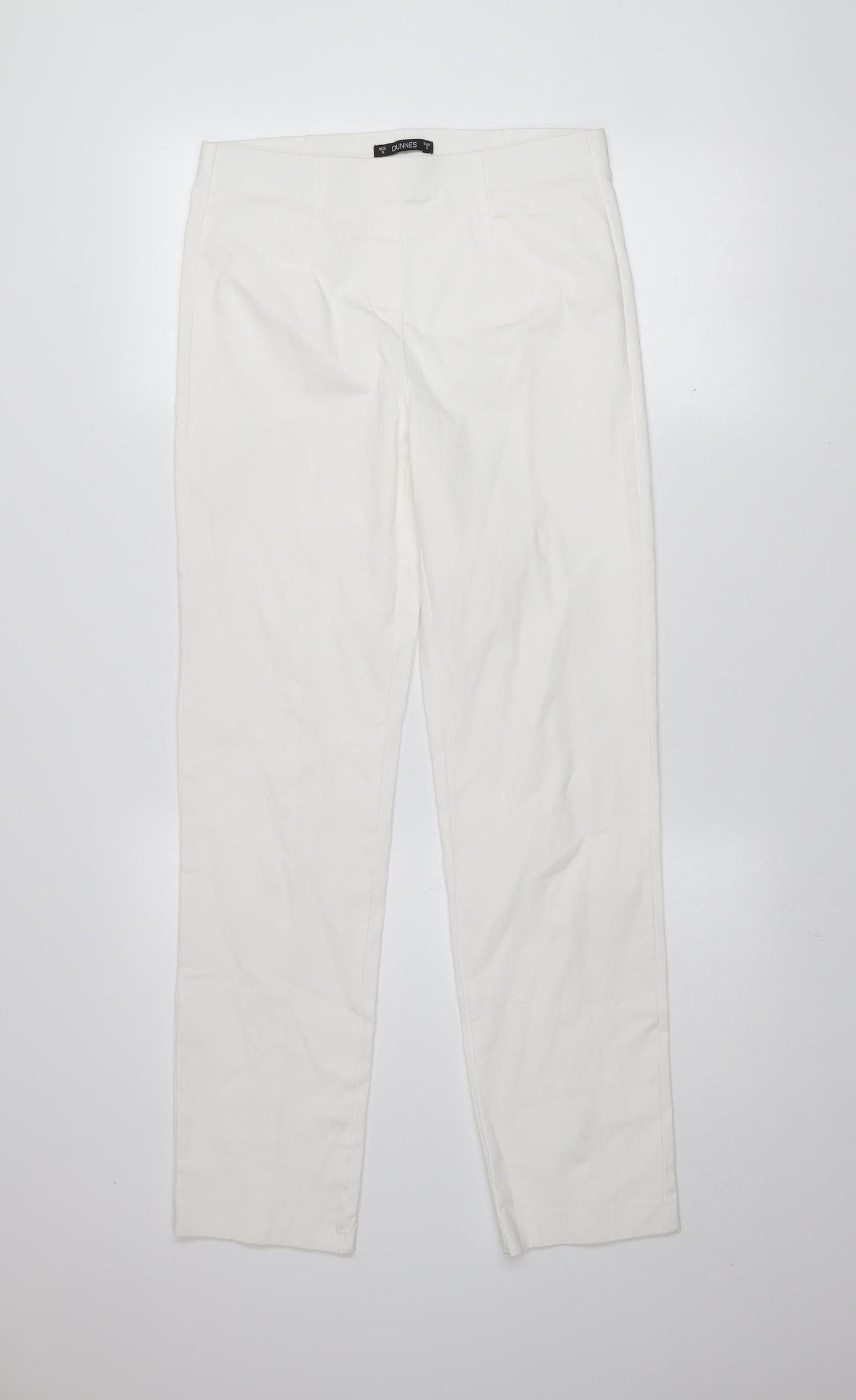 Dunnes Women White Slim Fit Stretch Cotton Trousers Size S