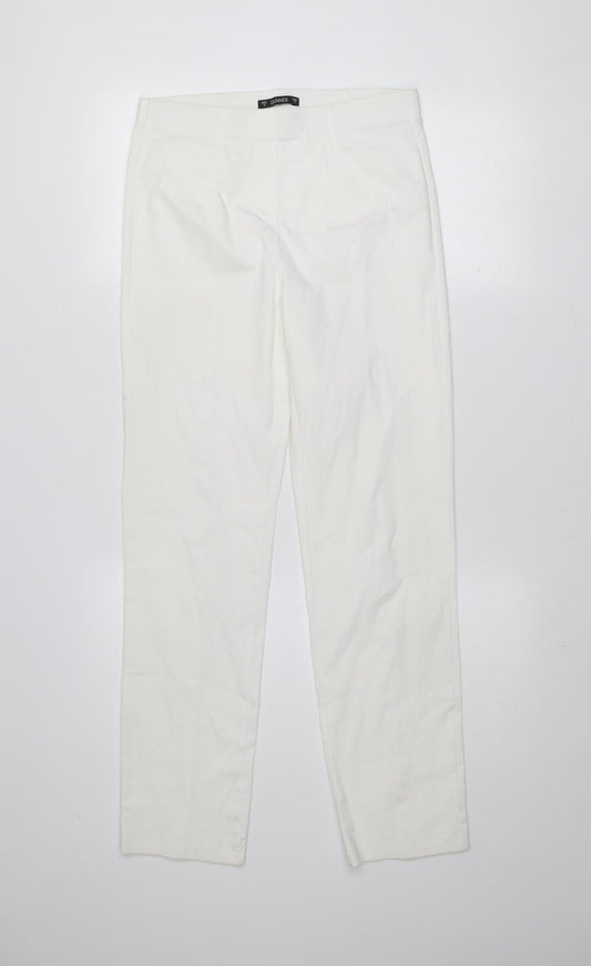 Dunnes Women White Slim Fit Stretch Cotton Trousers Size S