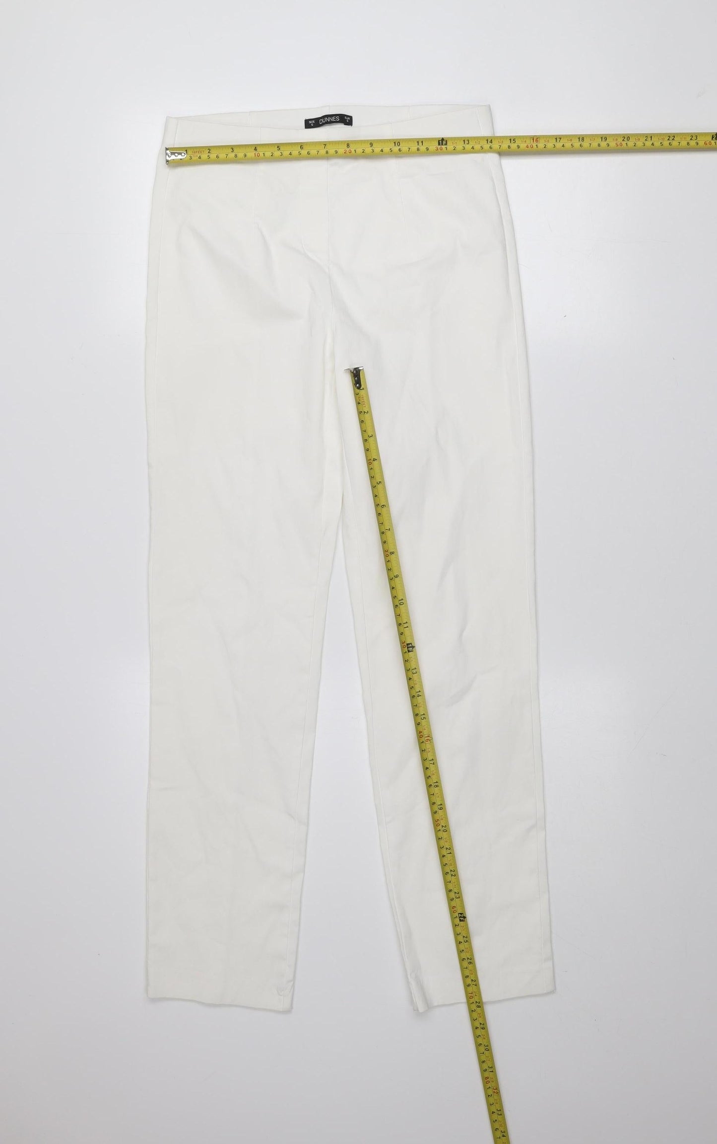 Dunnes Women White Slim Fit Stretch Cotton Trousers Size S