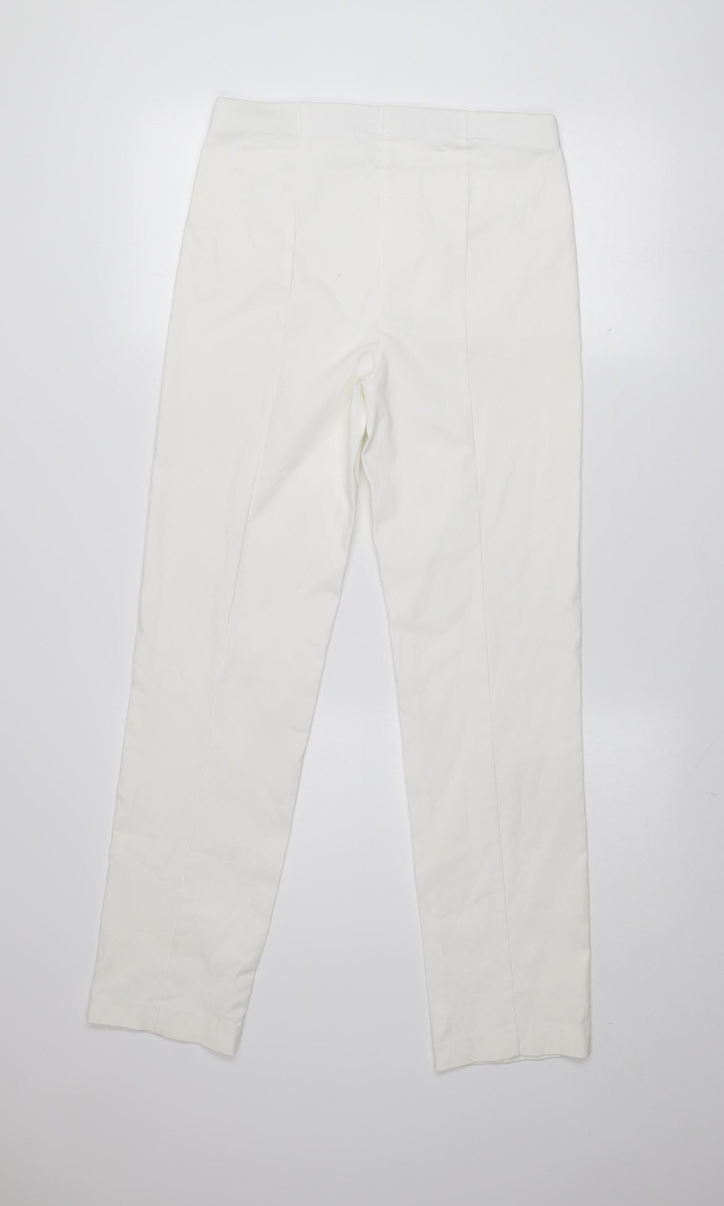 Dunnes Women White Slim Fit Stretch Cotton Trousers Size S