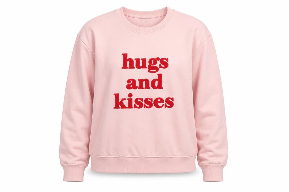 Beloved Woman Pink Pullover Sweatshirt L Hugs and Kisses Graphic