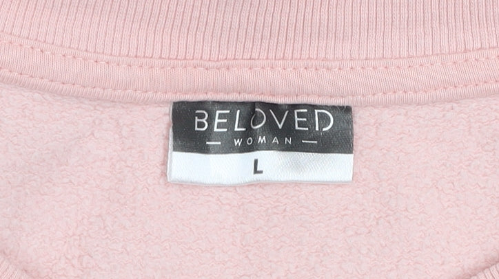 Beloved Woman Pink Pullover Sweatshirt L Hugs and Kisses Graphic