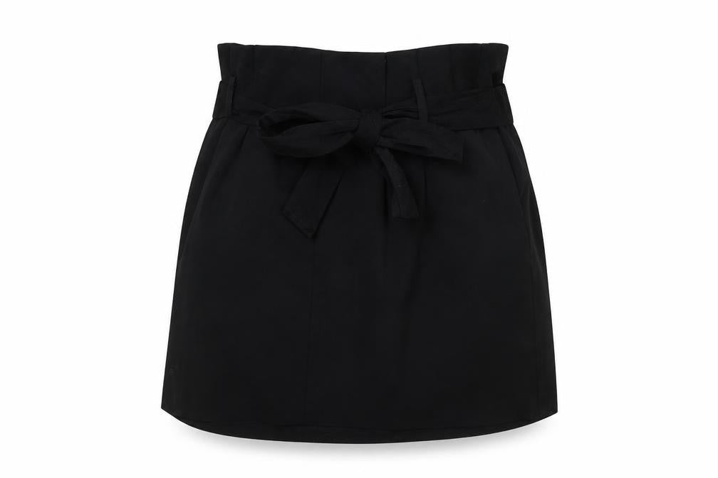 Miss Selfridge Women Black UK 10 Wrap Mini Skirt with Bow Belt