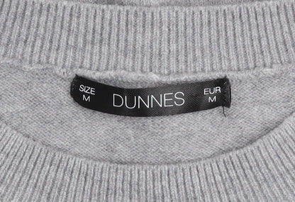 Brand and care label for Dunnes Women Grey Striped Knit Crew Neck jumper M