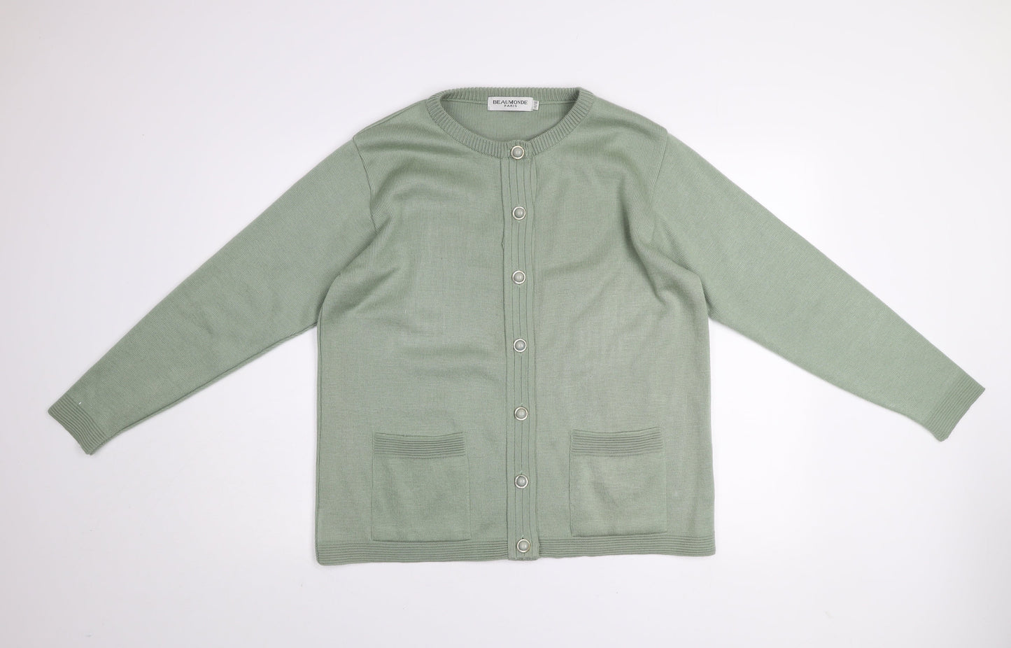 Beaumonde Paris Women’s Green Long Sleeve Acrylic Cardigan Size 14/16