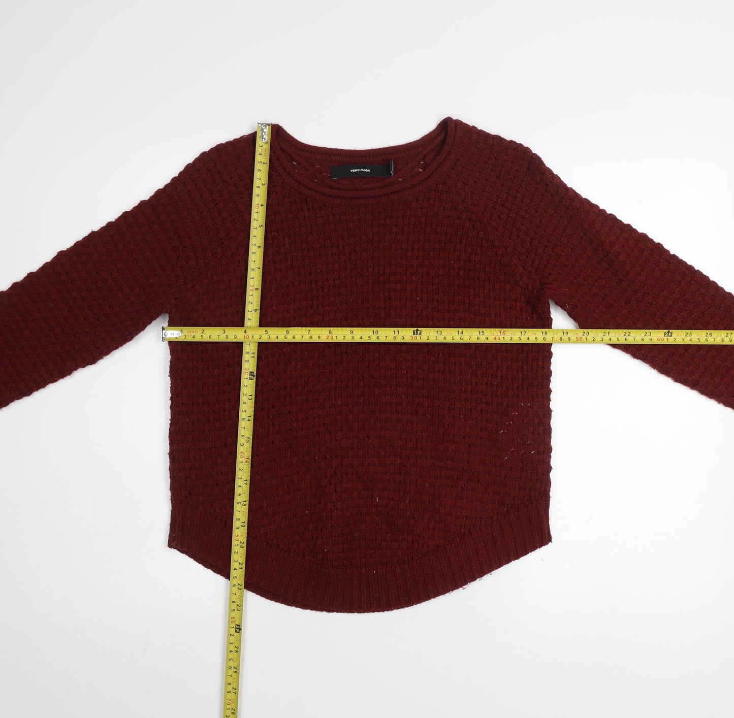 Vero Moda Women's Red Chunky Knit Crew Neck Jumper XS