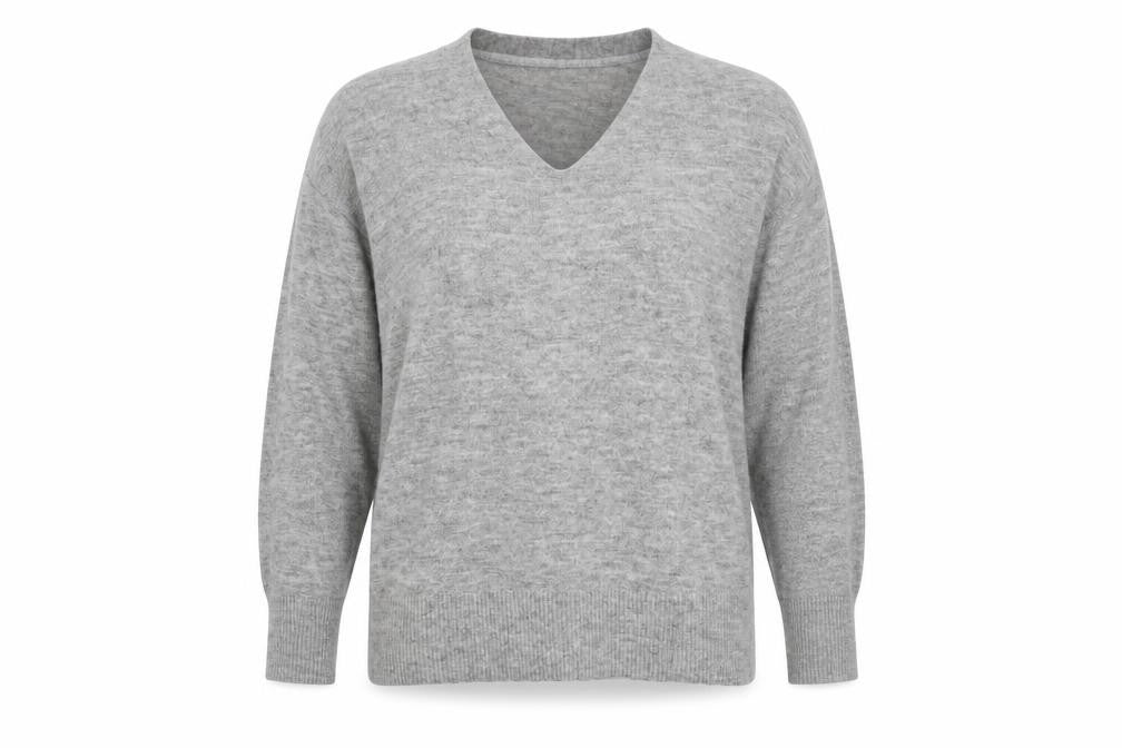 H&M Women's Grey Wool Blend V-Neck Jumper Size 12