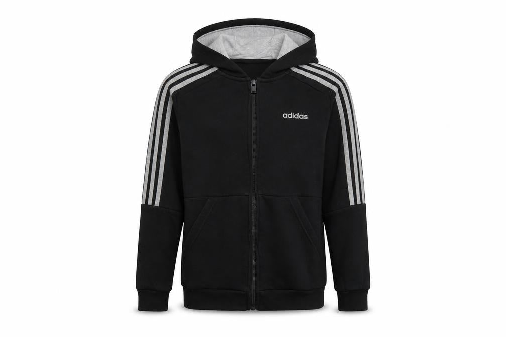 adidas Boys Black 11-12 Years Track Jacket Hooded Full Zip Activewear