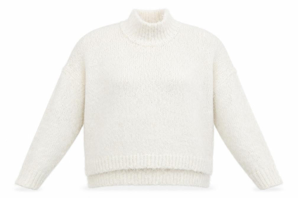 Gallery Women's White Mock Neck Chunky Knit Jumper Size M