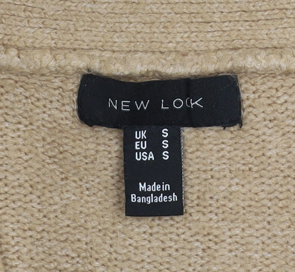 New Look Women Beige V-Neck Button Cardigan Small Knit Jumper