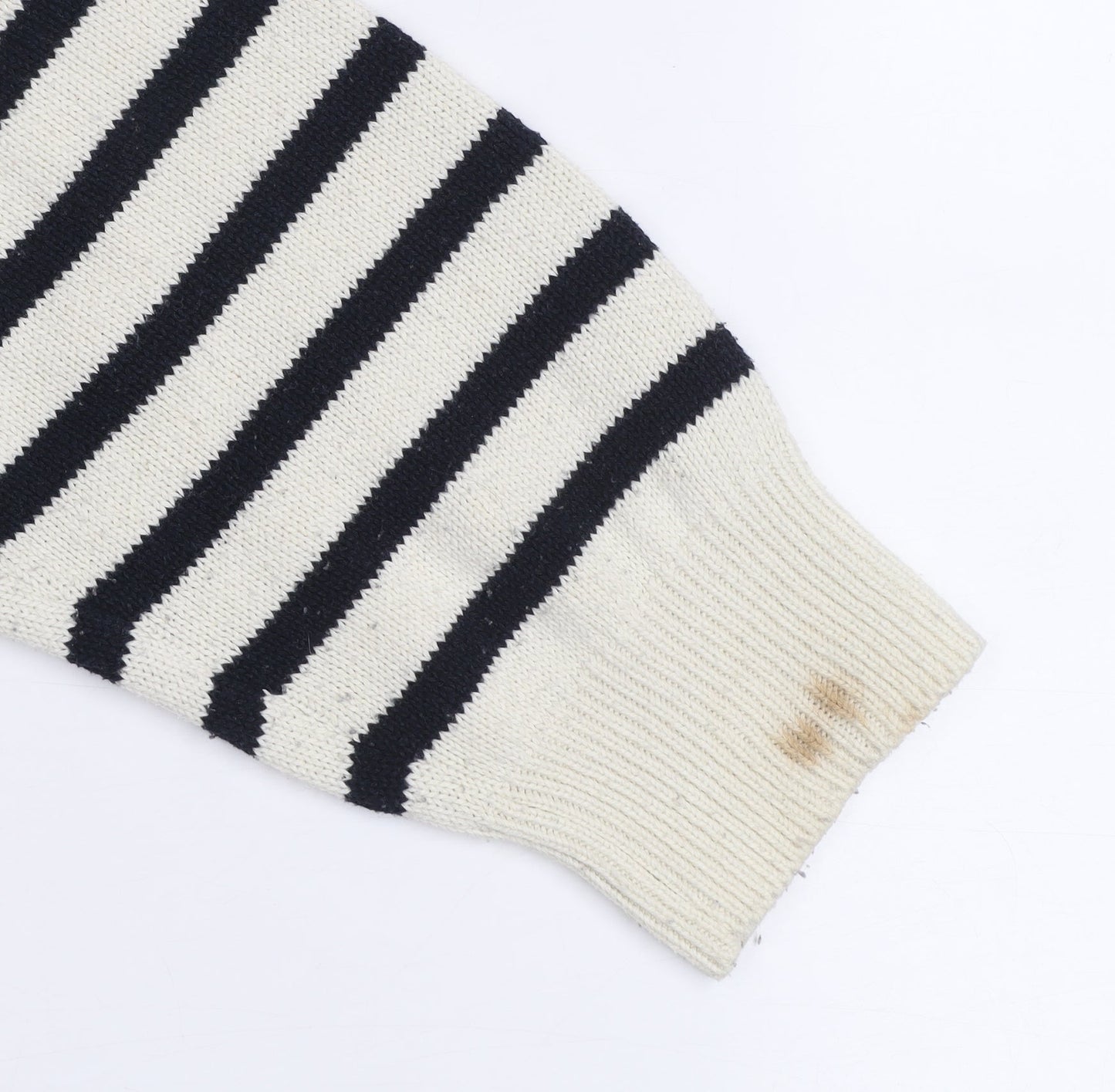 Zara Womens Black White Striped Cotton Crew Neck Jumper Size S