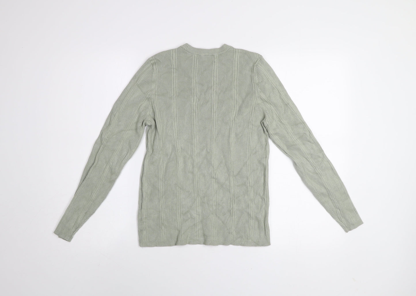 Marks and Spencer Women’s Soft Green Ribbed Knit Long Sleeve Jumper Size 16