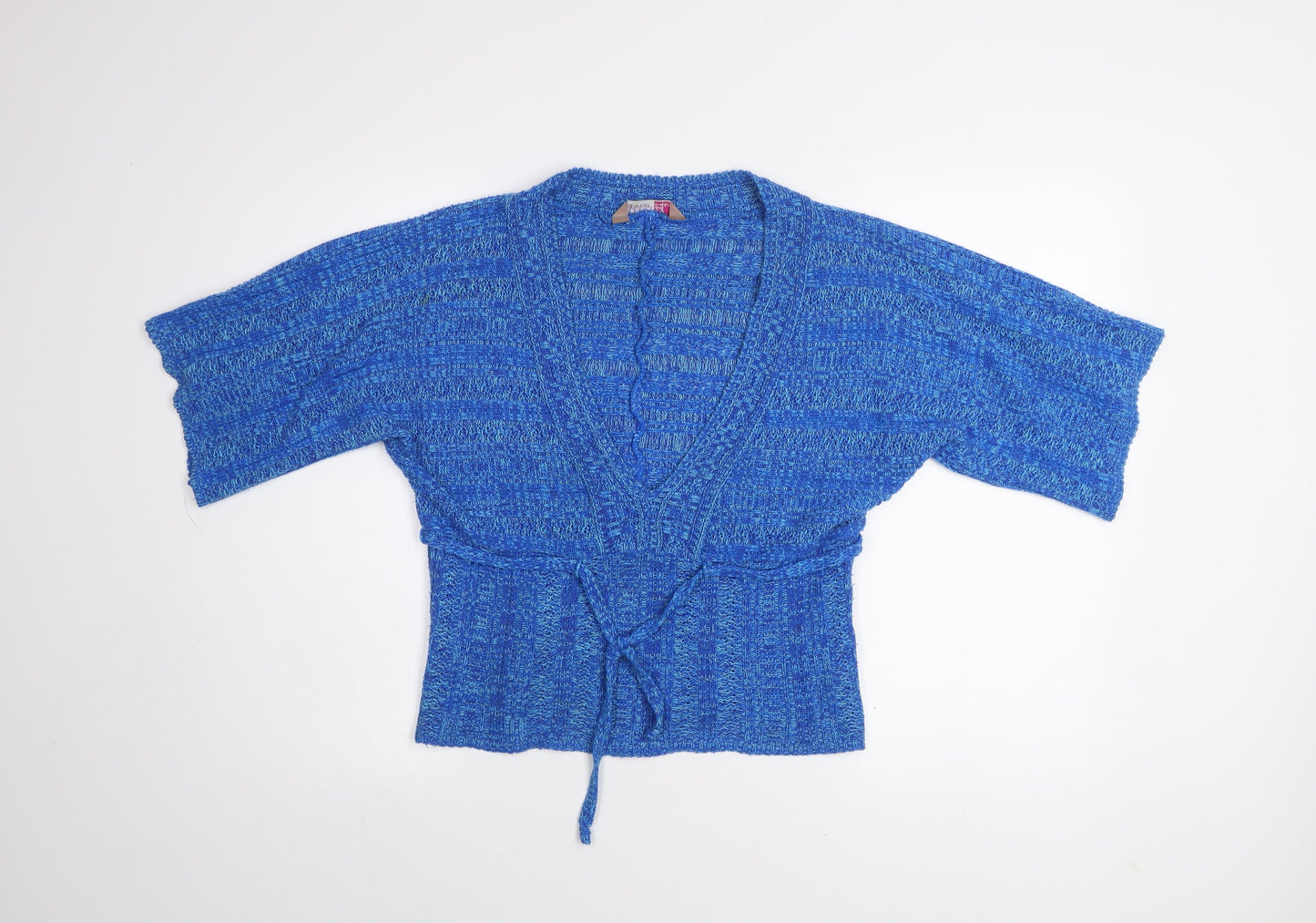 A|wear Women’s Blue Knit Wrap Short Sleeve Jumper Size 12-14