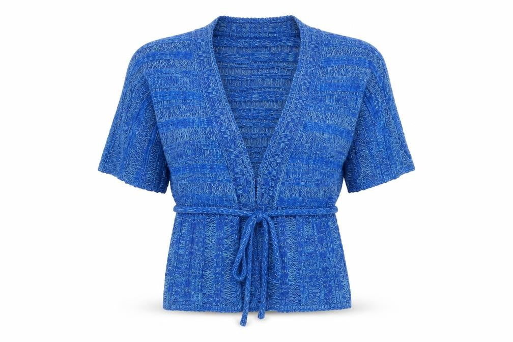 A|wear Women’s Blue Knit Wrap Short Sleeve Jumper Size 12-14
