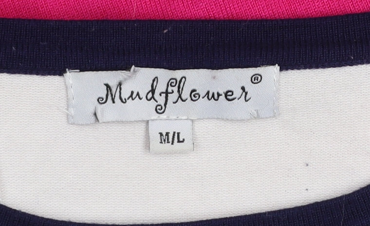 Mudflower Womens Pink Nautical Embroidered Pullover Jumper M