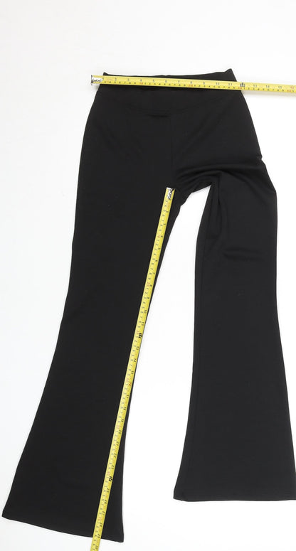 Back view of Only girls’ black xs flared stretch jersey trousers