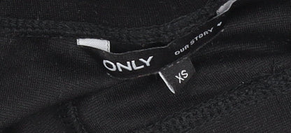 Brand and care label for Only girls’ black xs flared stretch jersey trousers