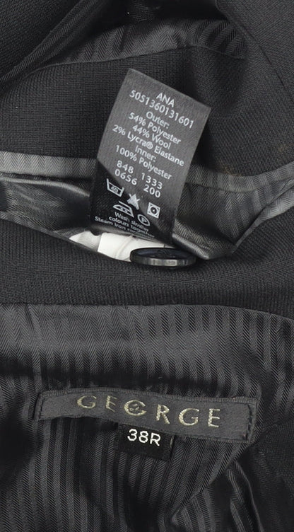 George Men's Black 38R Wool Blend Regular Fit Suit Jacket