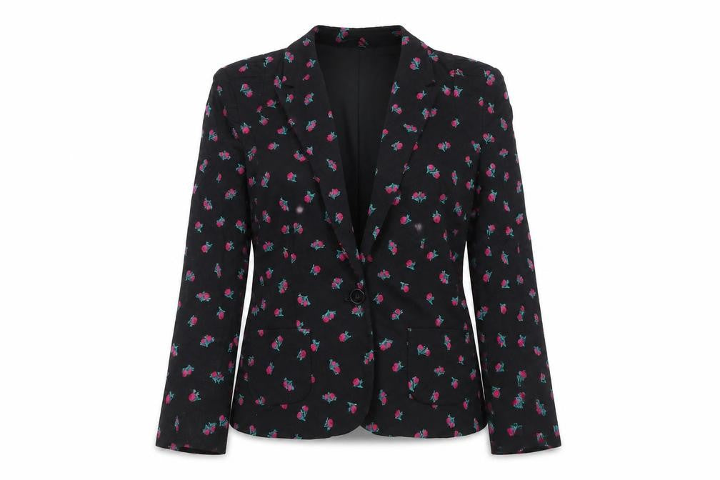 Oasis Women’s Black Floral Cotton Blend Blazer UK 12
