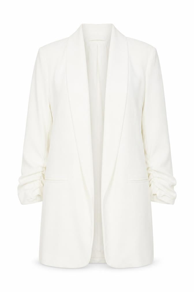 Boohoo Womens White Shawl Collar Longline Blazer Size S