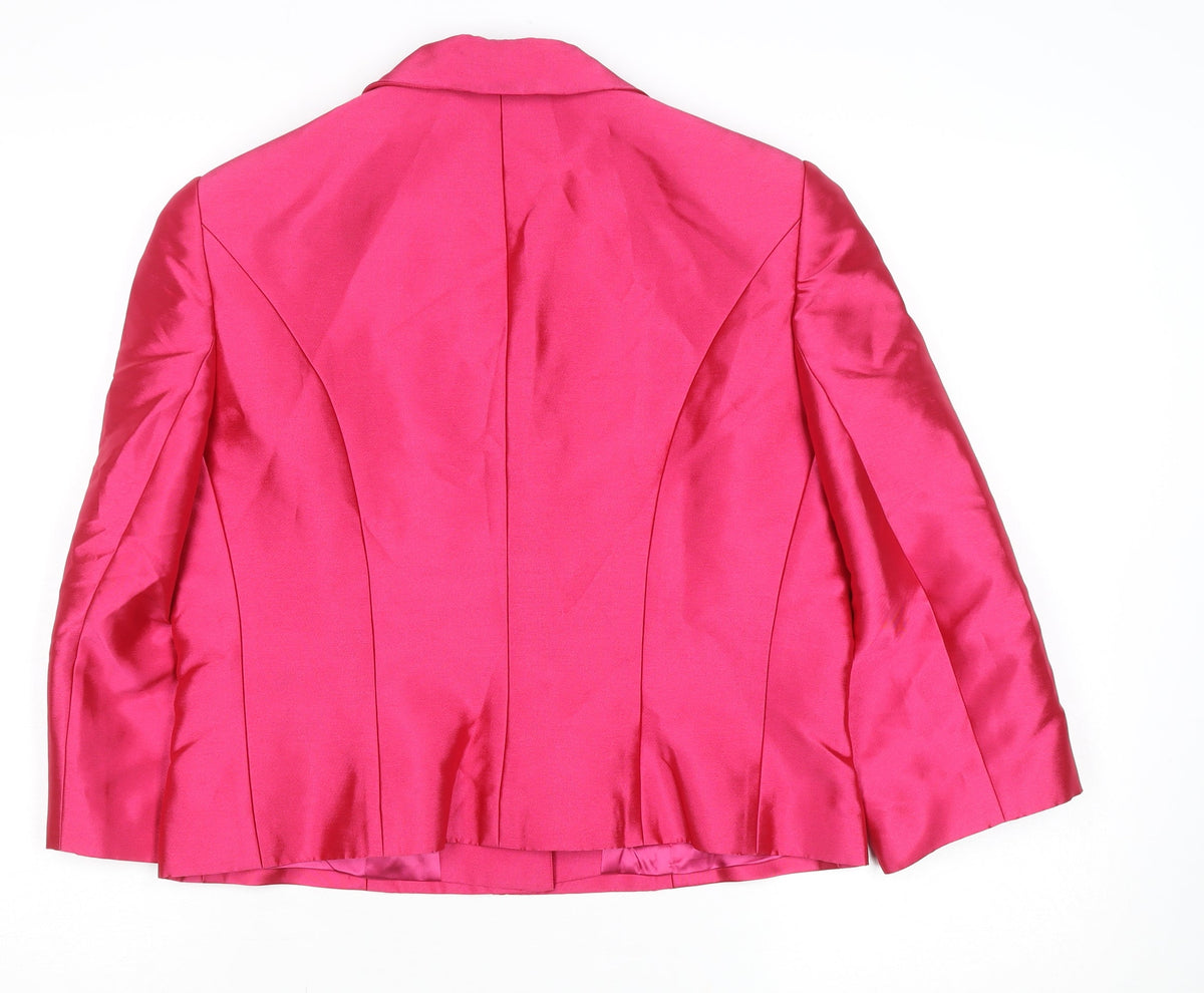 Veni Infantino Women’s Pink Silk Cropped Blazer Size 14 Classic Tailored