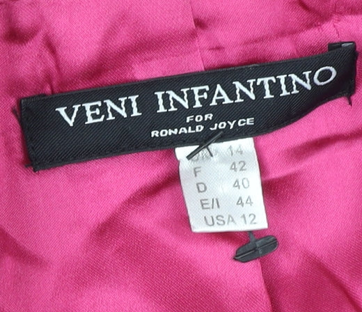 Veni Infantino Women’s Pink Silk Cropped Blazer Size 14 Classic Tailored