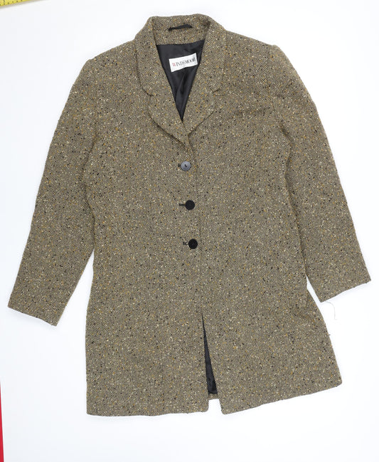 Windsmoor Women Beige Wool Blend Tweed Overcoat Size 12