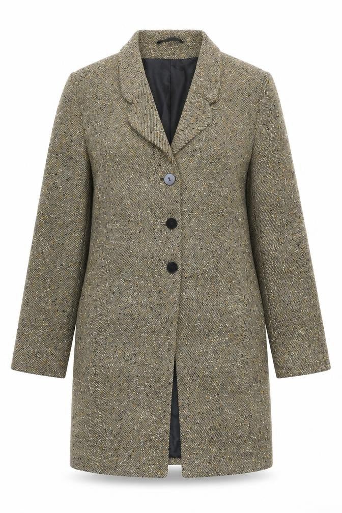 Windsmoor Women Beige Wool Blend Tweed Overcoat Size 12